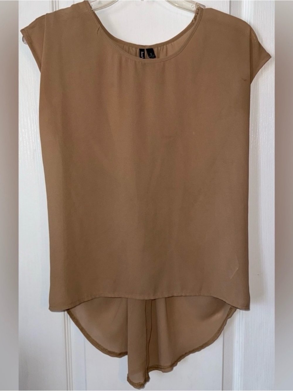 HeartSoul Tan Short Sleeve High Low Blouse Lightweight Top Size S